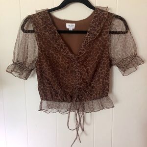 Le Lis Animal Print Crop Top Sz S